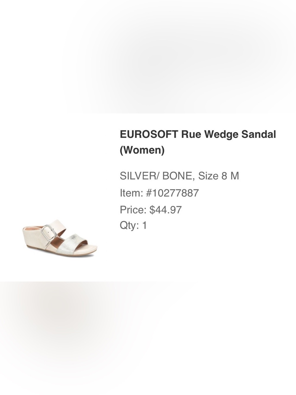 Euro soft Rue Wedge Sandal in Silver/Bone (Women)